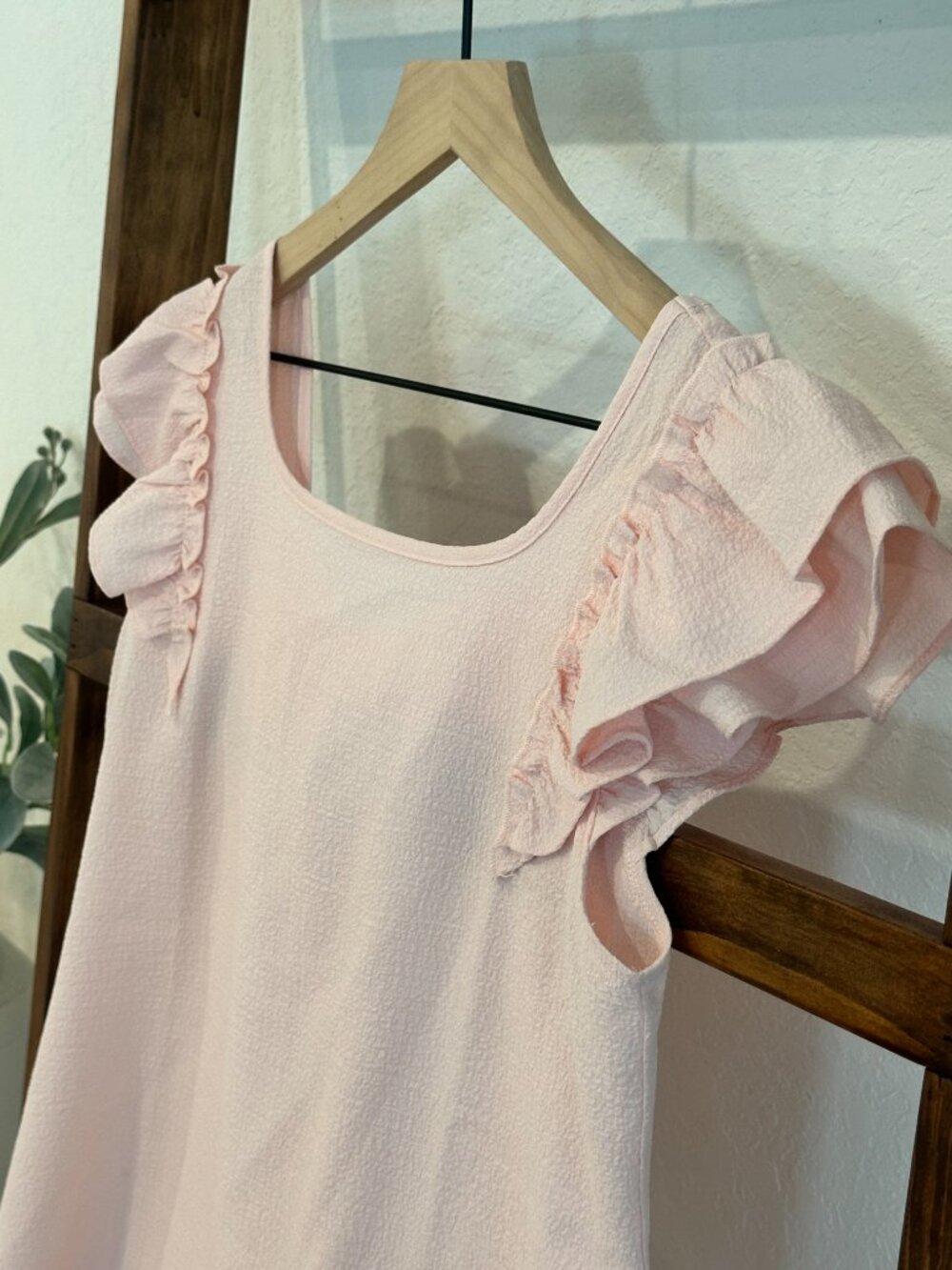 Pink Ruffle Sleeve Bow Back Blouse Small Feminine Coquette Top NWOT - Picture 6 of 11
